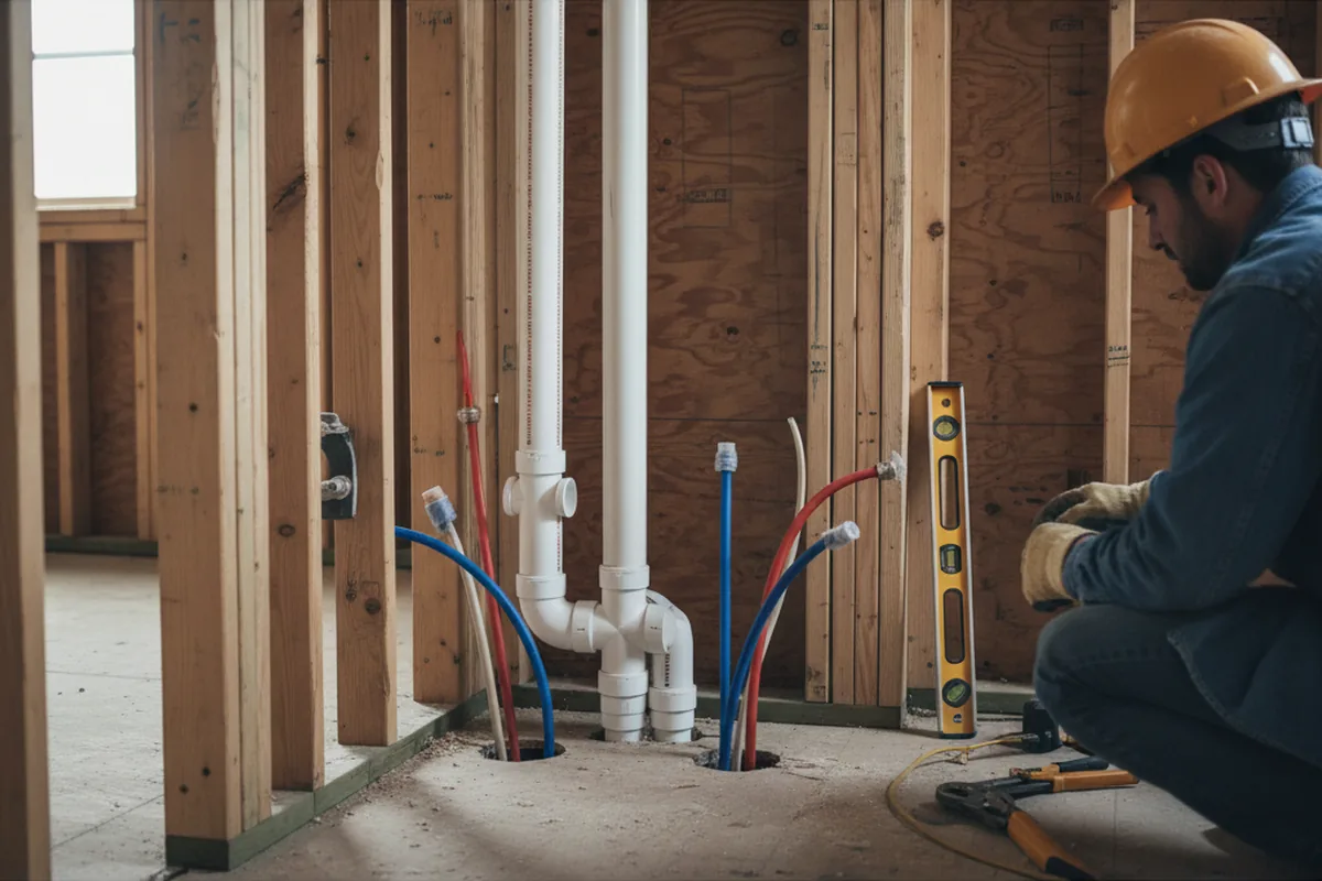 Drain and supply rough-in during Toilet Repair and Installation in Crystal Beach